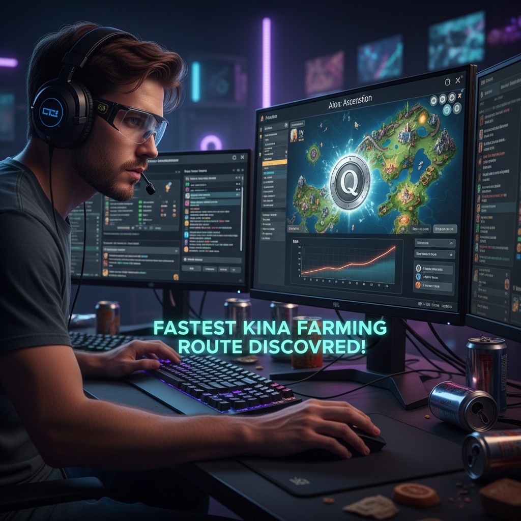 Person reacting to three-monitor gaming setup with RGB lighting.